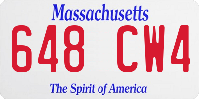 MA license plate 648CW4