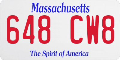 MA license plate 648CW8