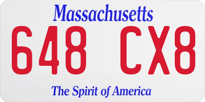 MA license plate 648CX8