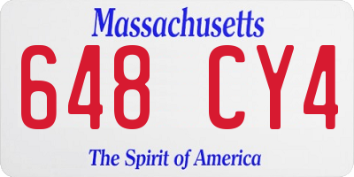 MA license plate 648CY4