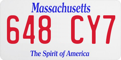 MA license plate 648CY7