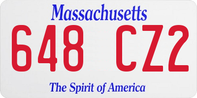 MA license plate 648CZ2