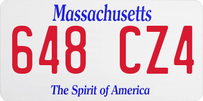 MA license plate 648CZ4