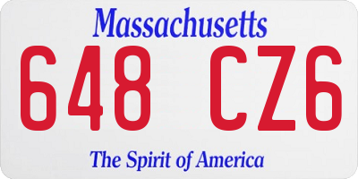 MA license plate 648CZ6