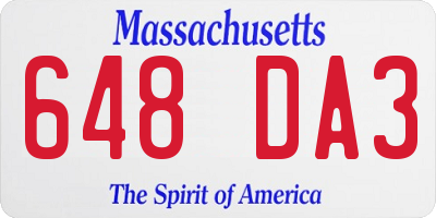 MA license plate 648DA3