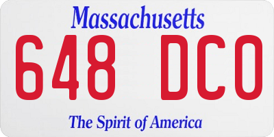 MA license plate 648DC0