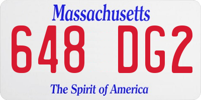 MA license plate 648DG2