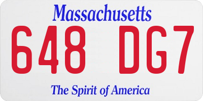 MA license plate 648DG7