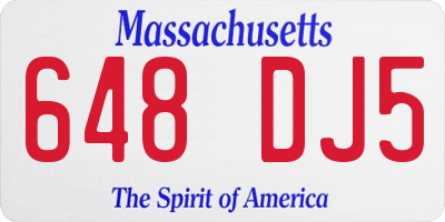 MA license plate 648DJ5