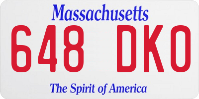 MA license plate 648DK0