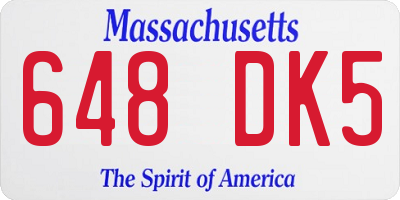 MA license plate 648DK5