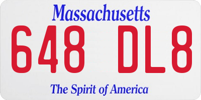 MA license plate 648DL8