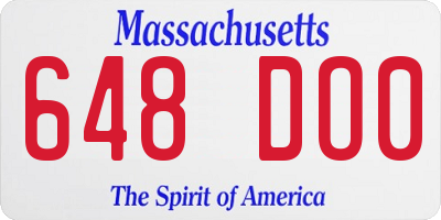 MA license plate 648DO0