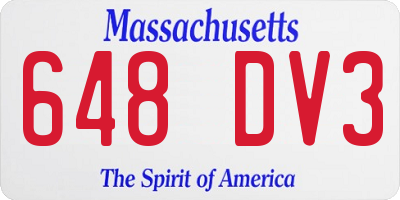 MA license plate 648DV3