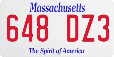 MA license plate 648DZ3