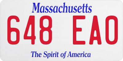 MA license plate 648EA0