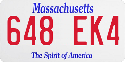 MA license plate 648EK4