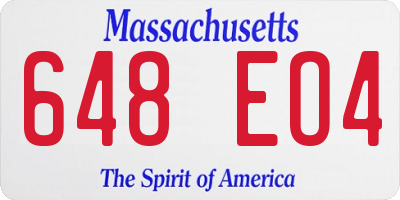 MA license plate 648EO4