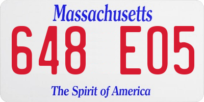 MA license plate 648EO5