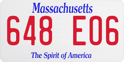 MA license plate 648EO6