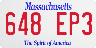 MA license plate 648EP3