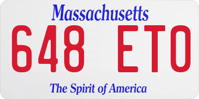 MA license plate 648ET0