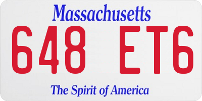 MA license plate 648ET6