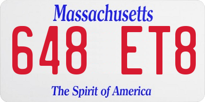 MA license plate 648ET8