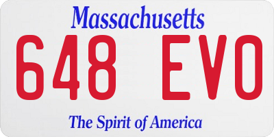MA license plate 648EV0