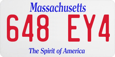 MA license plate 648EY4