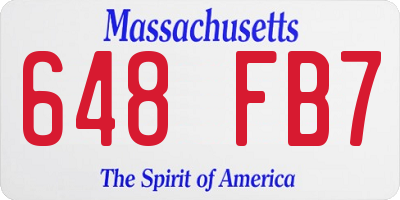 MA license plate 648FB7