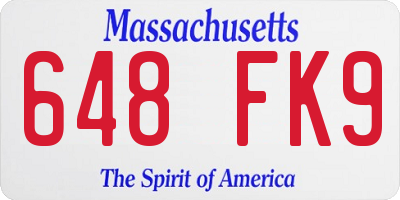 MA license plate 648FK9