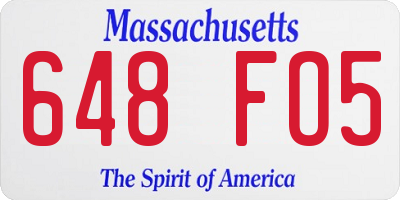 MA license plate 648FO5