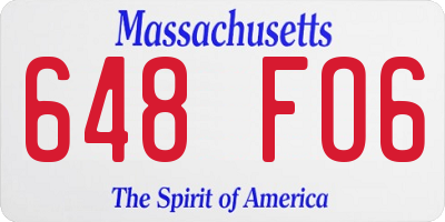 MA license plate 648FO6