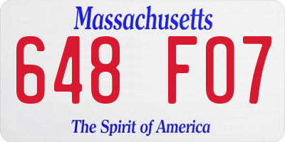 MA license plate 648FO7