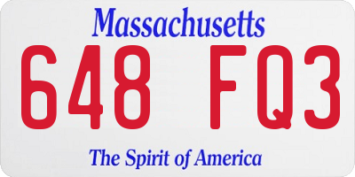 MA license plate 648FQ3