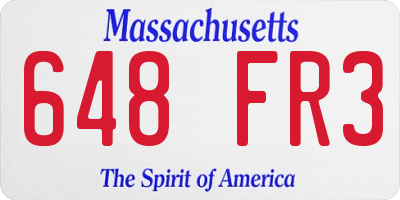 MA license plate 648FR3