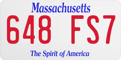 MA license plate 648FS7