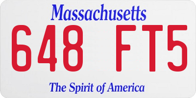 MA license plate 648FT5
