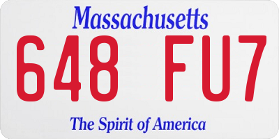 MA license plate 648FU7