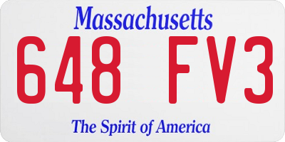MA license plate 648FV3
