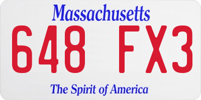 MA license plate 648FX3