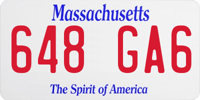 MA license plate 648GA6