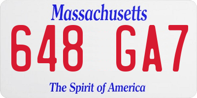 MA license plate 648GA7