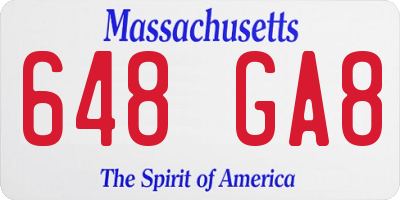 MA license plate 648GA8