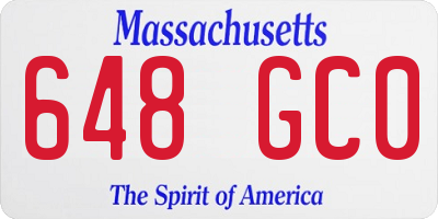 MA license plate 648GC0