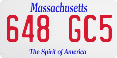 MA license plate 648GC5