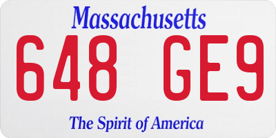 MA license plate 648GE9