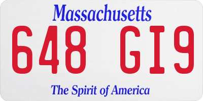 MA license plate 648GI9