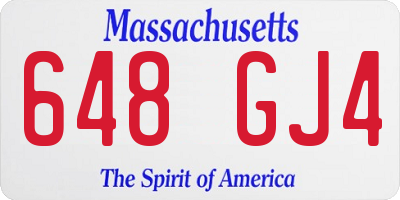 MA license plate 648GJ4